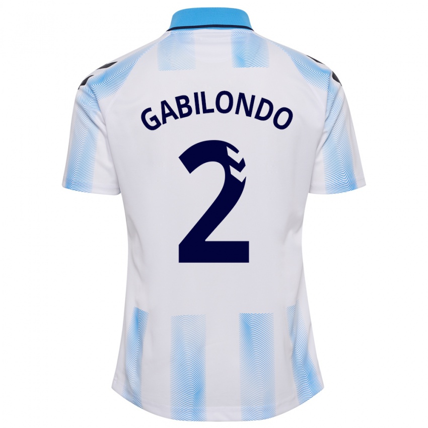 גברים Jokin Gabilondo #2 לבן כחול ג'רזי ביתית 2023/24 חולצה קצרה