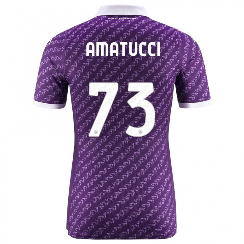 גברים Lorenzo Amatucci #73 סִיגָלִית ג'רזי ביתית 2023/24 חולצה קצרה