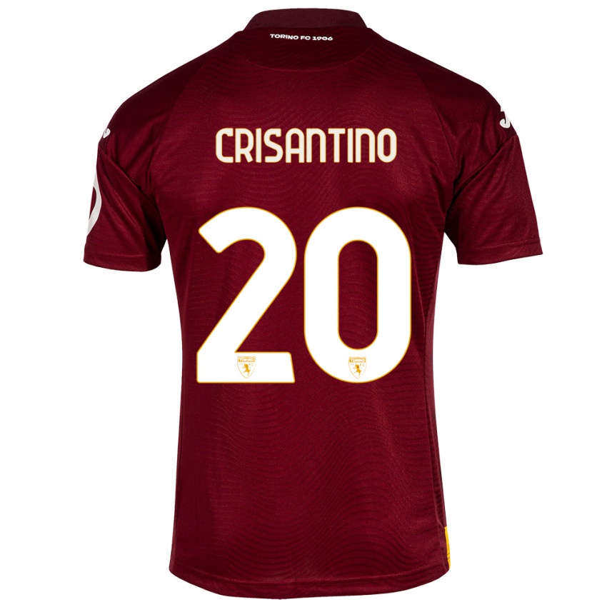 גברים ג'וליה כריסנטינו #20 אדום כהה ג'רזי ביתית 2023/24 חולצה קצרה