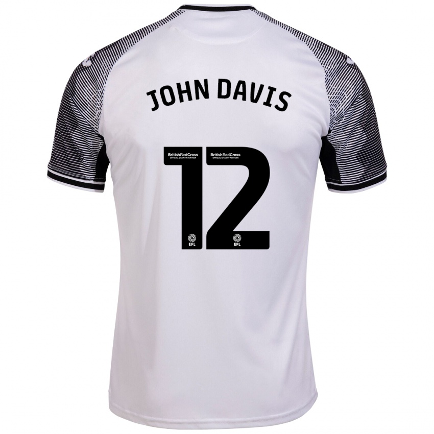 גברים סטייסי ג'ון-דייוויס #12 לבן ג'רזי ביתית 2023/24 חולצה קצרה