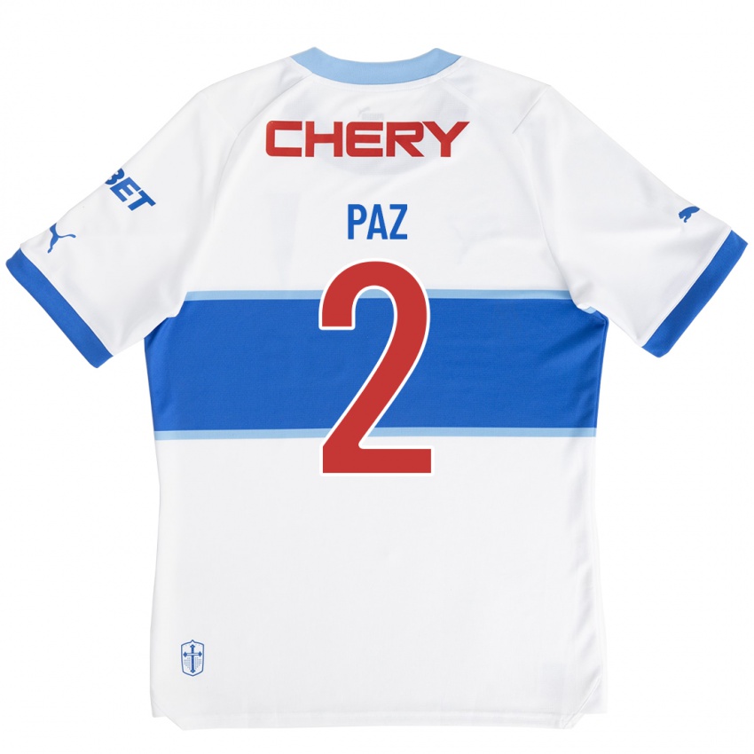 גברים Nehuén Paz #2 לבן ג'רזי ביתית 2023/24 חולצה קצרה