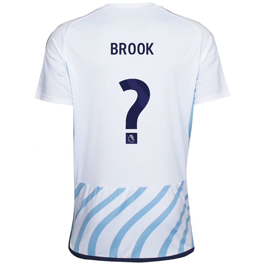 גברים Will Brook #0 לבן כחול הרחק ג'רזי 2023/24 חולצה קצרה