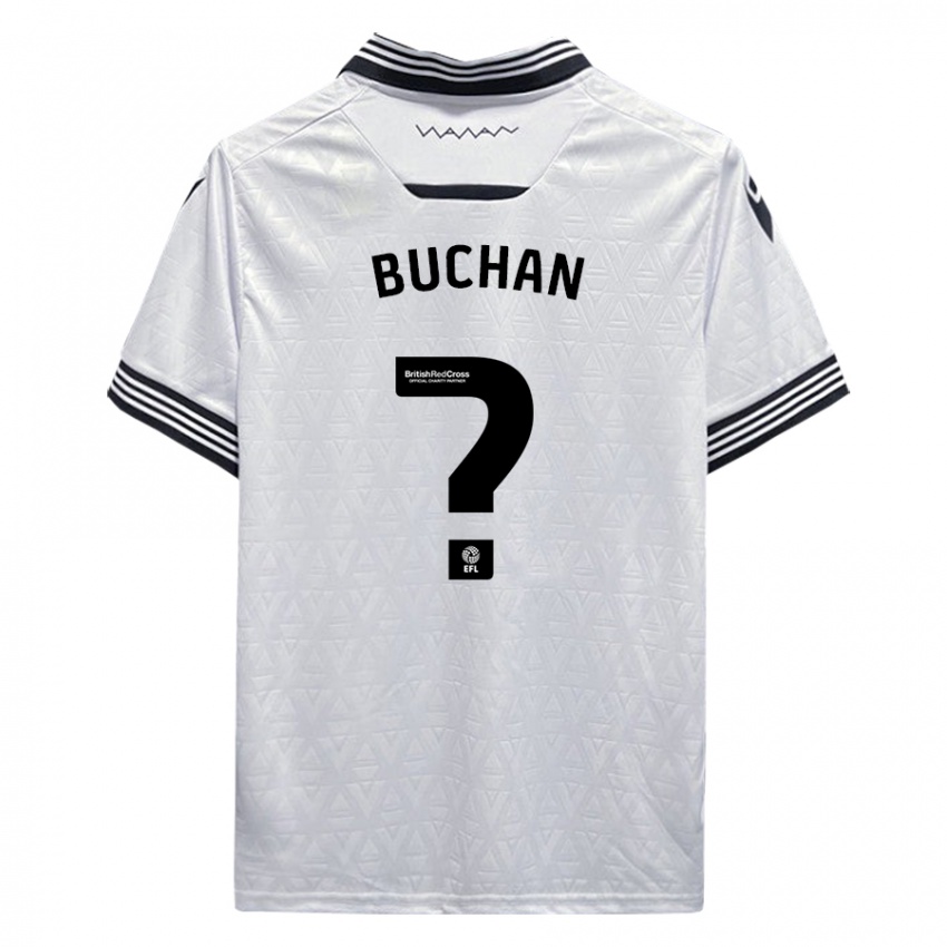 גברים Jay Buchan #0 לבן הרחק ג'רזי 2023/24 חולצה קצרה