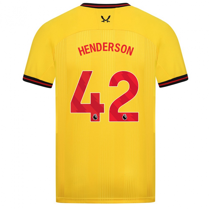 גברים פייטון הנדרסון #42 צהוב הרחק ג'רזי 2023/24 חולצה קצרה