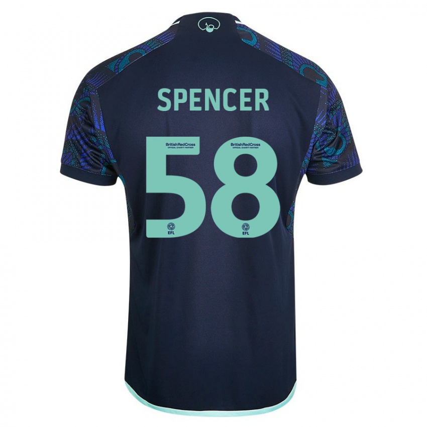 נשים Morten Spencer #58 כְּחוֹל הרחק ג'רזי 2023/24 חולצה קצרה