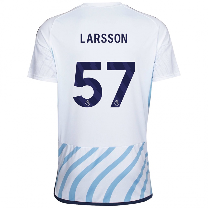 נשים ג׳וליאן לארסון #57 לבן כחול הרחק ג'רזי 2023/24 חולצה קצרה