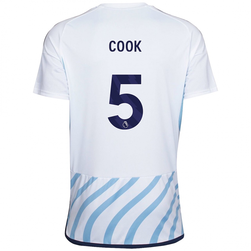 נשים אוליביה קוק #5 לבן כחול הרחק ג'רזי 2023/24 חולצה קצרה