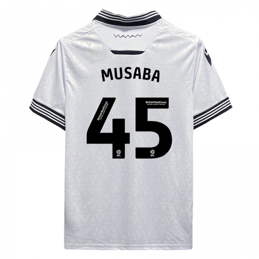 נשים Anthony Musaba #45 לבן הרחק ג'רזי 2023/24 חולצה קצרה