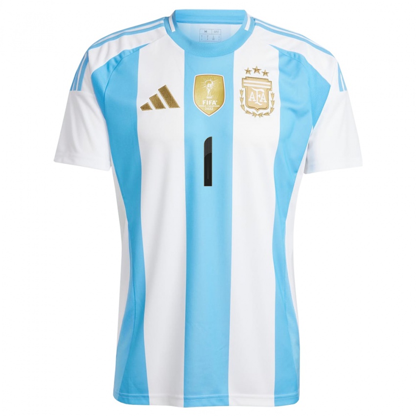 ילדים ארגנטינה ג׳רמיאס לדסמה #1 לבן כחול ג'רזי ביתית 24-26 חולצה קצרה