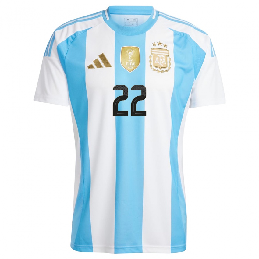 ילדים ארגנטינה לאוטארו מרטינס #22 לבן כחול ג'רזי ביתית 24-26 חולצה קצרה