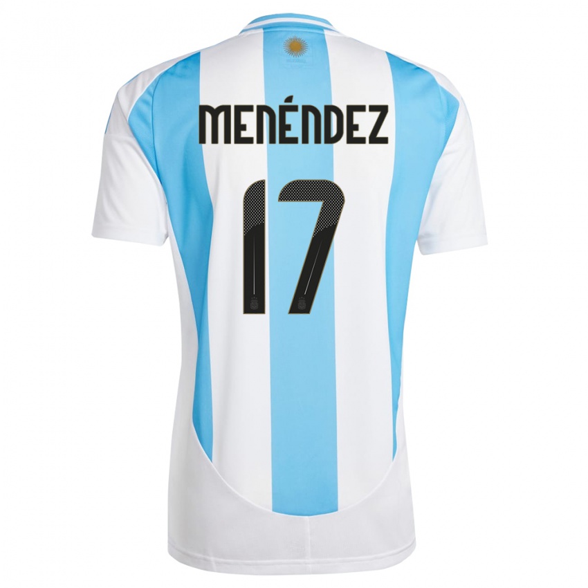 ילדים ארגנטינה מילגרוס מננדס #17 לבן כחול ג'רזי ביתית 24-26 חולצה קצרה