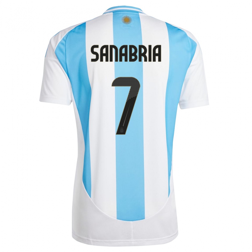 ילדים ארגנטינה מתאו סאנאבריה #7 לבן כחול ג'רזי ביתית 24-26 חולצה קצרה