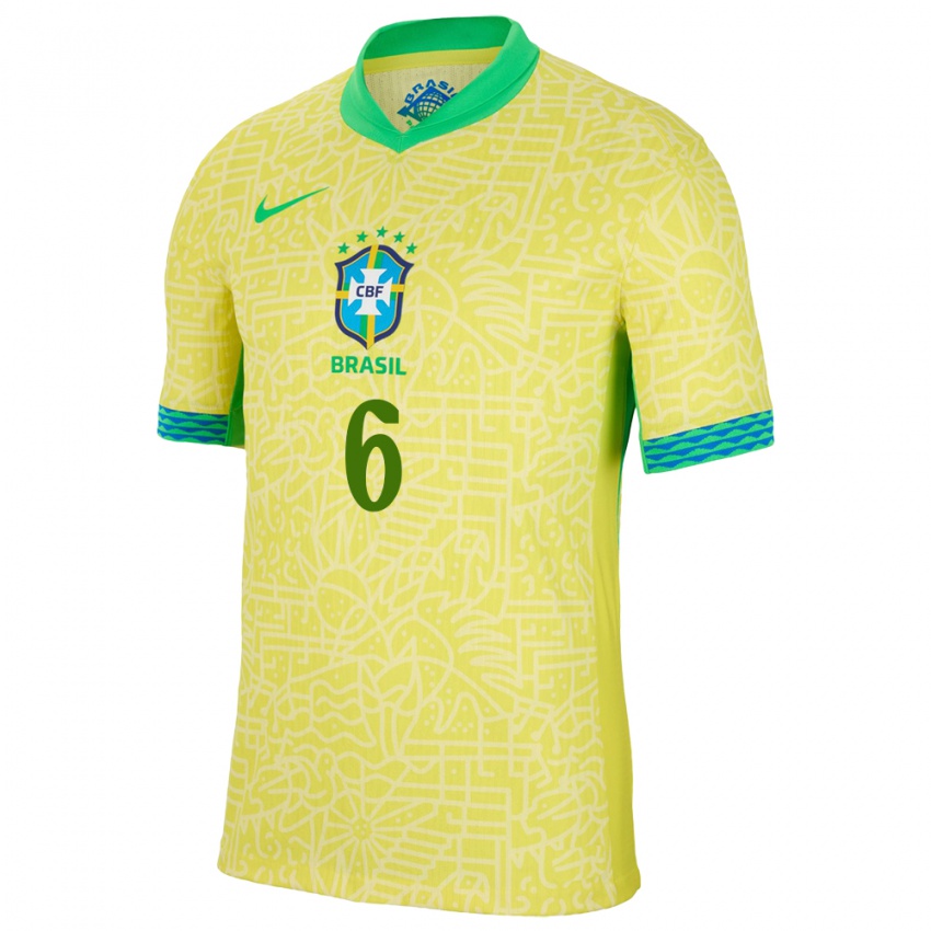 ילדים ברזיל אסקורדינה #6 צהוב ג'רזי ביתית 24-26 חולצה קצרה