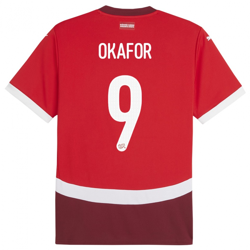 ילדים שווייץ נואה אוקאפור #9 אָדוֹם ג'רזי ביתית 24-26 חולצה קצרה