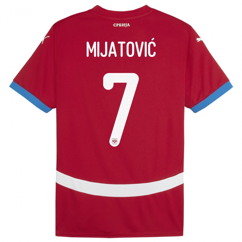 ילדים סרביה מיליצה מיאטוביץ׳ #7 אָדוֹם ג'רזי ביתית 24-26 חולצה קצרה