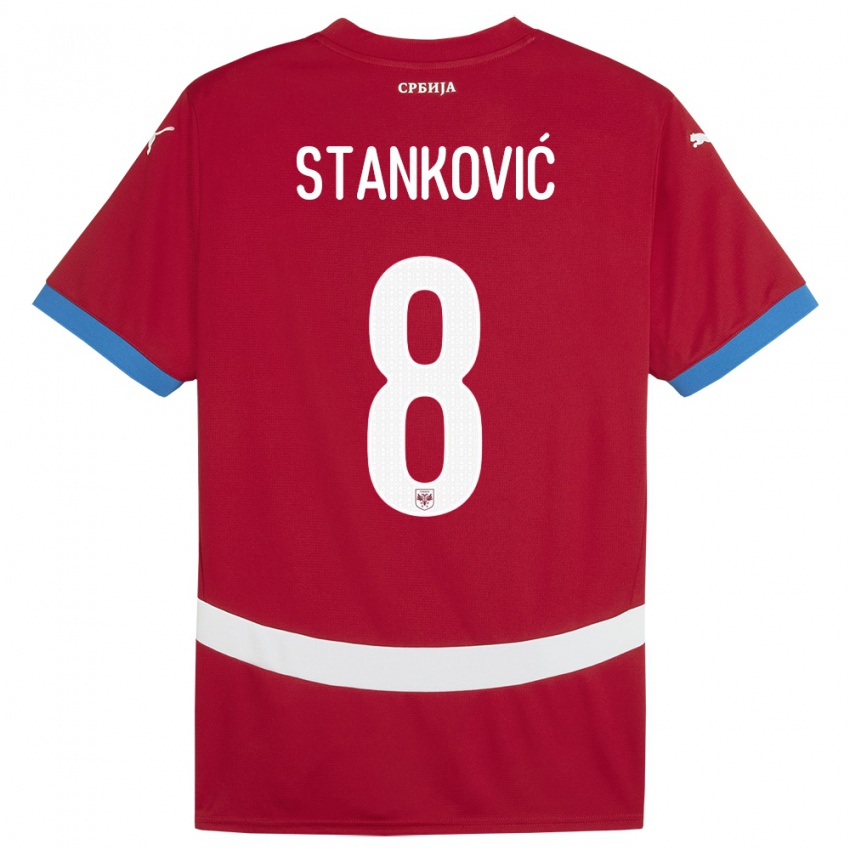 ילדים סרביה אלכסנדר סטנקוביץ׳ #8 אָדוֹם ג'רזי ביתית 24-26 חולצה קצרה