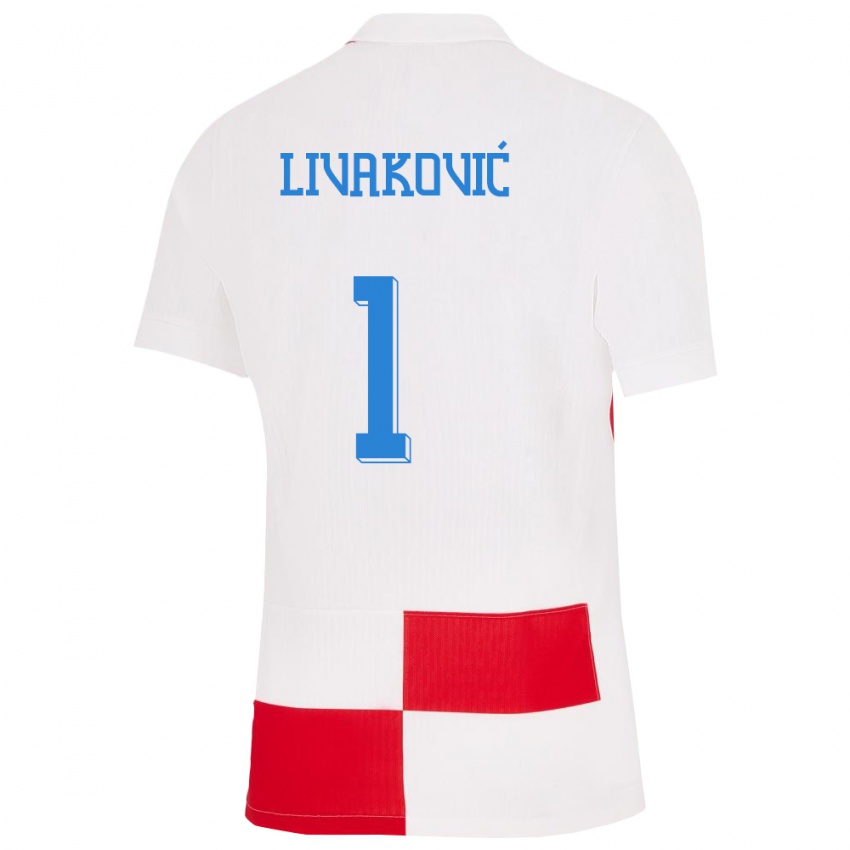 ילדים קרואטיה דומיניק ליבאקוביץ' #1 לבן אדום ג'רזי ביתית 24-26 חולצה קצרה