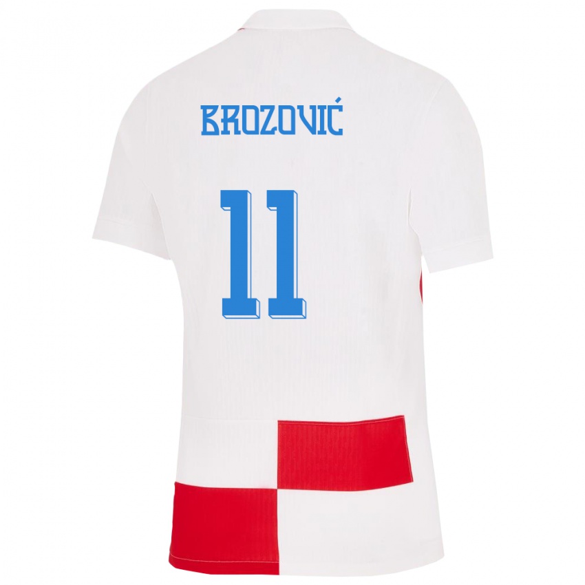 ילדים קרואטיה מרצלו ברוזוביץ' #11 לבן אדום ג'רזי ביתית 24-26 חולצה קצרה