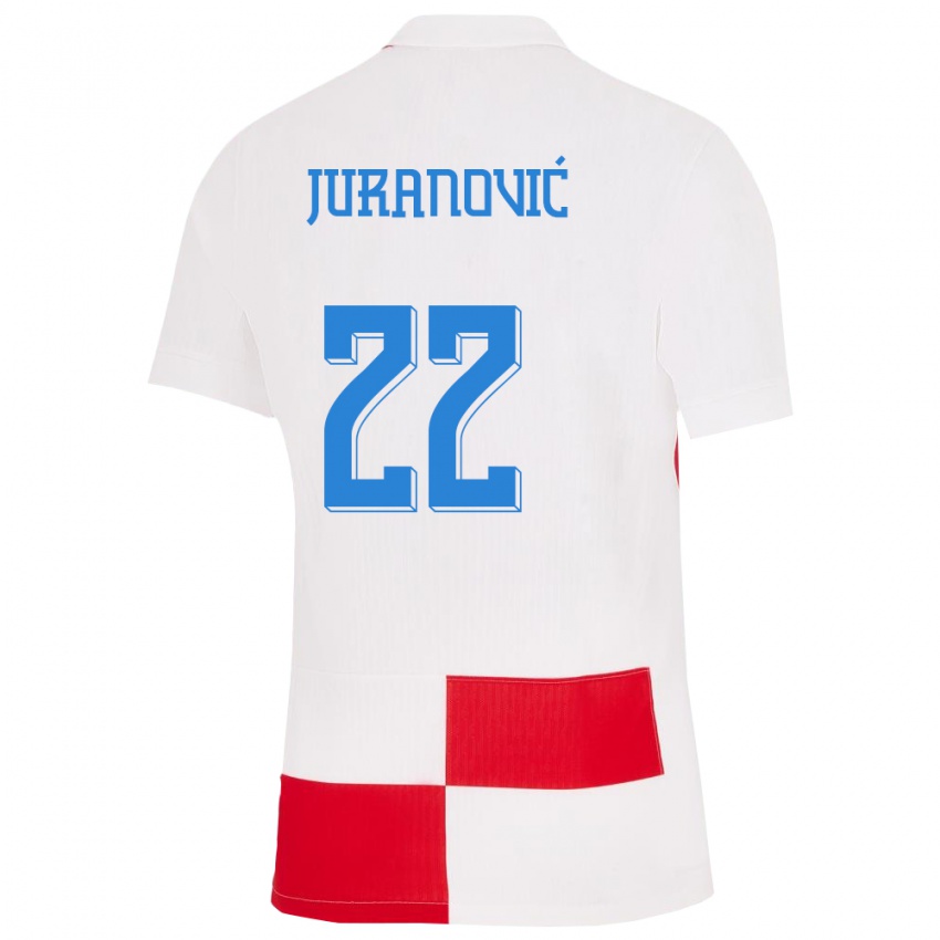ילדים קרואטיה יוסיפ יוראנוביץ' #22 לבן אדום ג'רזי ביתית 24-26 חולצה קצרה