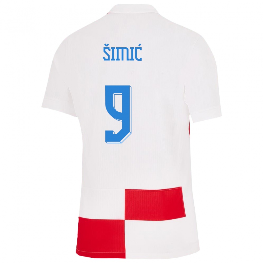 ילדים קרואטיה רוקו שימיץ׳ #9 לבן אדום ג'רזי ביתית 24-26 חולצה קצרה