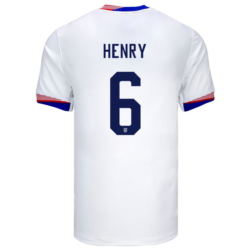 ילדים ארצות הברית קובי הנרי #6 לבן ג'רזי ביתית 24-26 חולצה קצרה