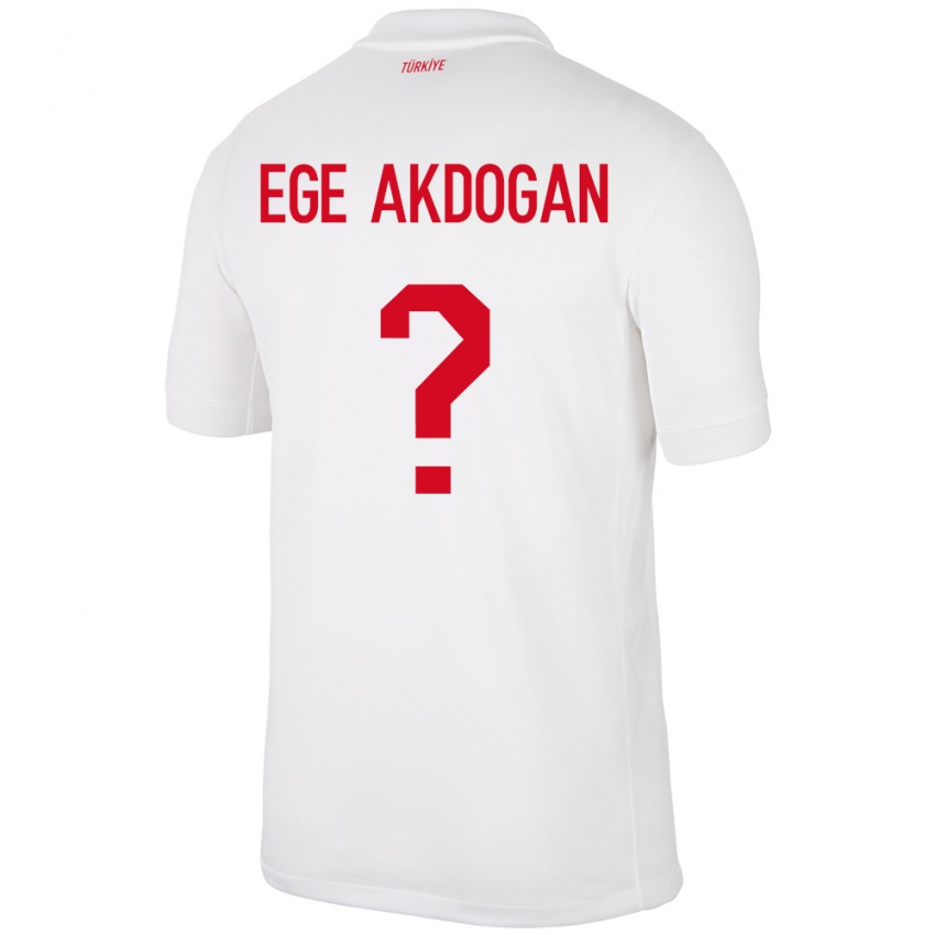 ילדים טורקיה Hasan Ege Akdoğan #0 לבן ג'רזי ביתית 24-26 חולצה קצרה