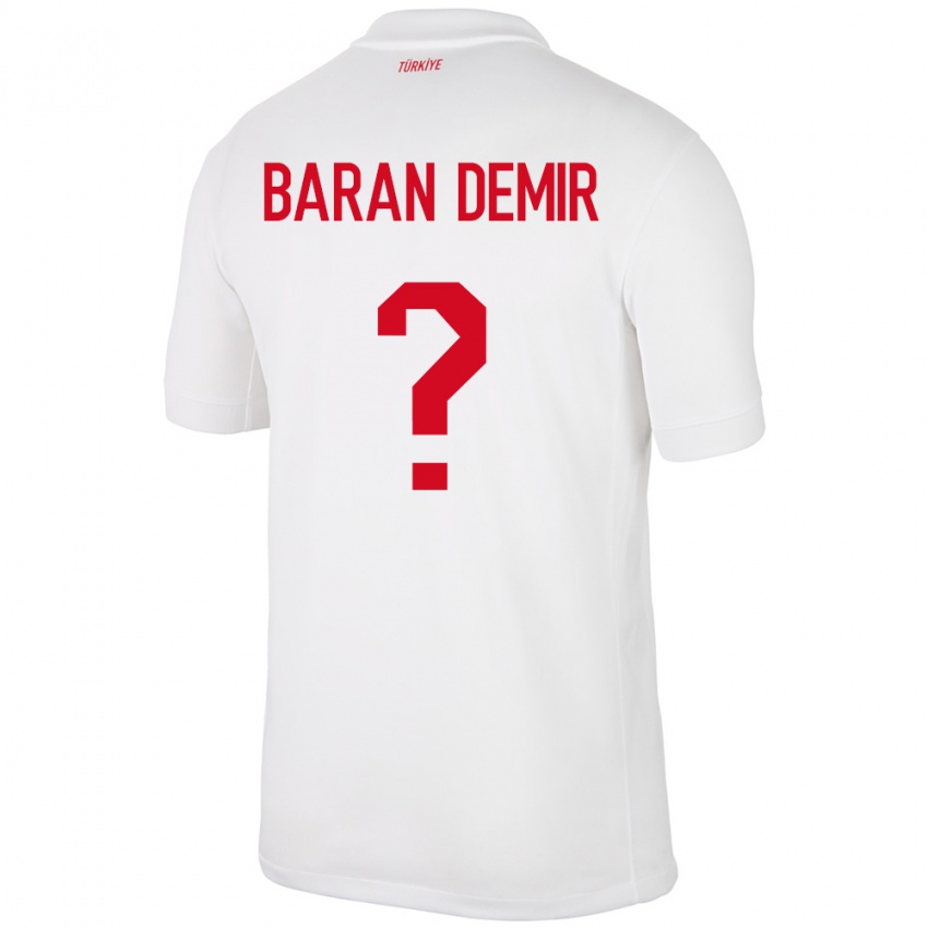 ילדים טורקיה Tuna Baran Demir #0 לבן ג'רזי ביתית 24-26 חולצה קצרה