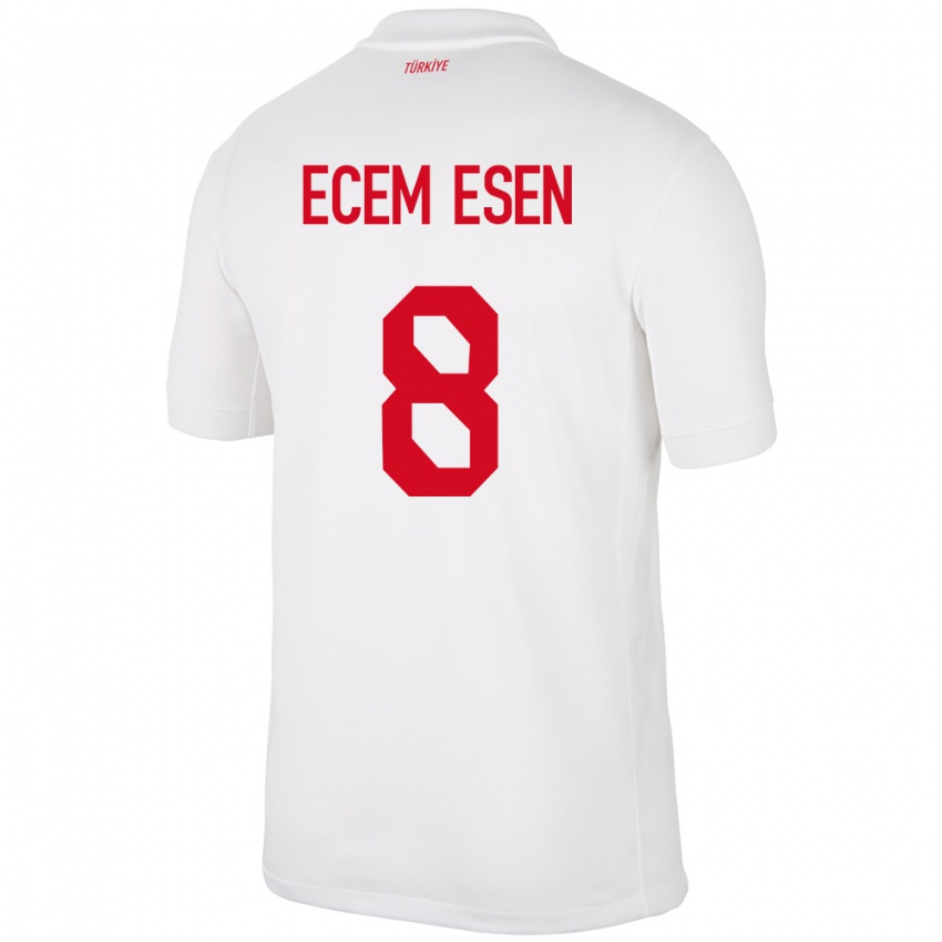 ילדים טורקיה Emine Ecem Esen #8 לבן ג'רזי ביתית 24-26 חולצה קצרה