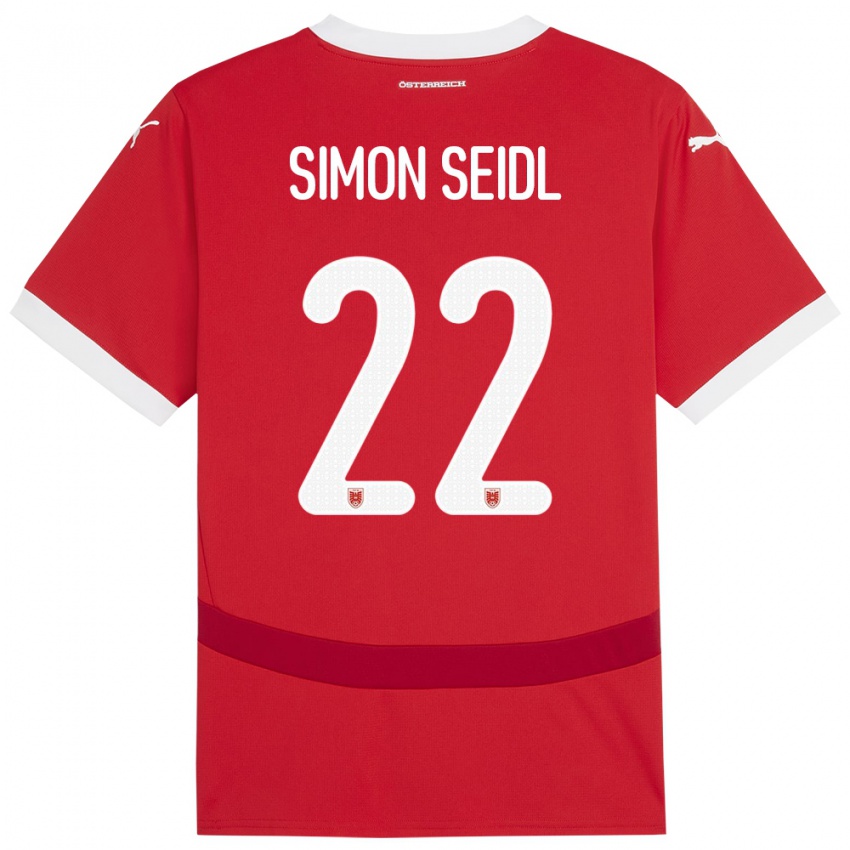 ילדים אוסטריה Simon Seidl #22 אָדוֹם ג'רזי ביתית 24-26 חולצה קצרה