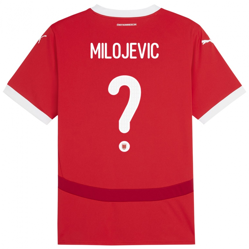 ילדים אוסטריה Filip Milojevic #0 אָדוֹם ג'רזי ביתית 24-26 חולצה קצרה