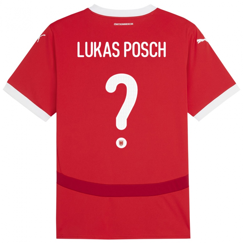 ילדים אוסטריה Lukas Posch #0 אָדוֹם ג'רזי ביתית 24-26 חולצה קצרה