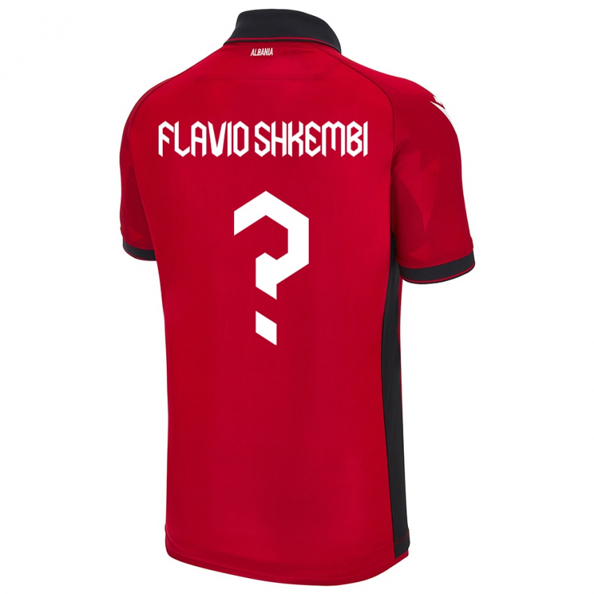 ילדים אלבניה Flavio Shkembi #0 אָדוֹם ג'רזי ביתית 24-26 חולצה קצרה