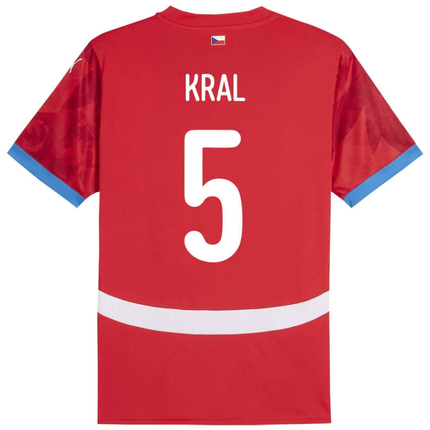 ילדים צ'כיה Tomas Kral #5 אָדוֹם ג'רזי ביתית 24-26 חולצה קצרה