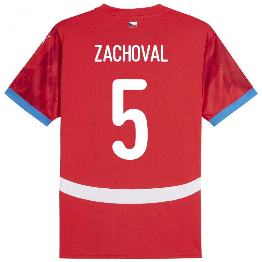 ילדים צ'כיה Matej Zachoval #5 אָדוֹם ג'רזי ביתית 24-26 חולצה קצרה