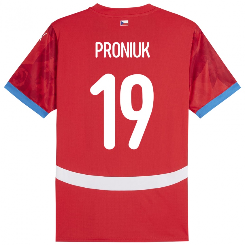 ילדים צ'כיה אדם פרוניוק #19 אָדוֹם ג'רזי ביתית 24-26 חולצה קצרה