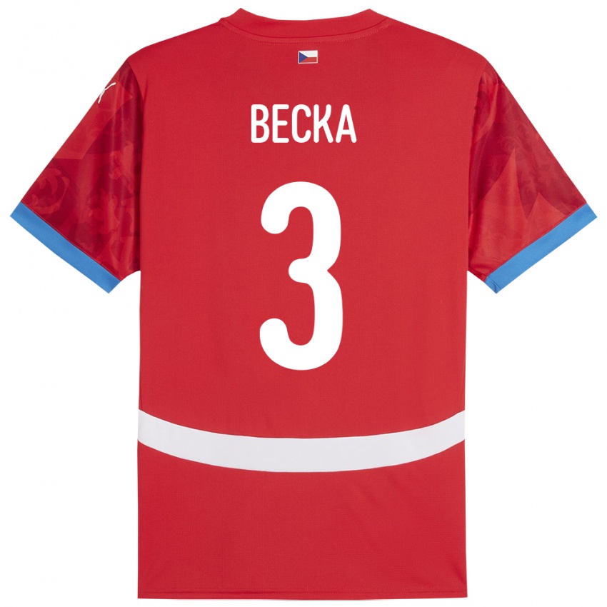 ילדים צ'כיה Patrik Becka #3 אָדוֹם ג'רזי ביתית 24-26 חולצה קצרה