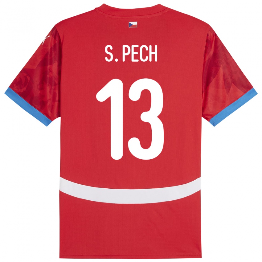 ילדים צ'כיה Sebastian Pech #13 אָדוֹם ג'רזי ביתית 24-26 חולצה קצרה