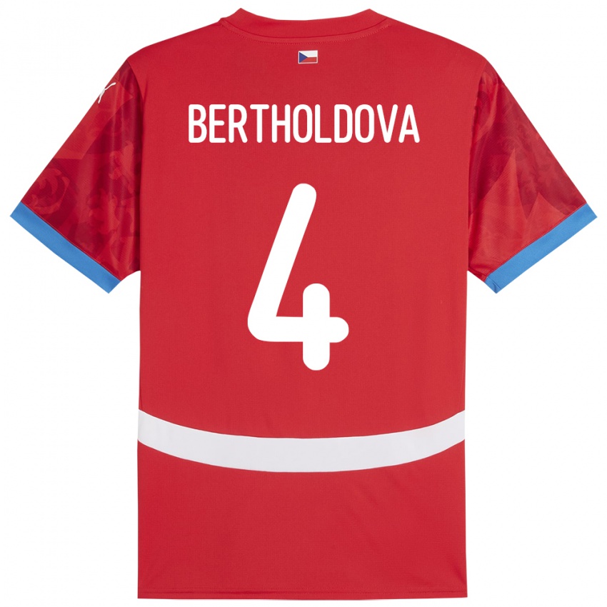 ילדים צ'כיה Petra Bertholdová #4 אָדוֹם ג'רזי ביתית 24-26 חולצה קצרה