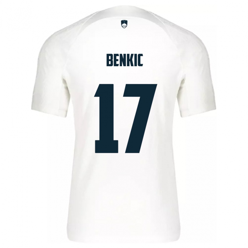 ילדים סלובניה Kevin Benkic #17 לבן ג'רזי ביתית 24-26 חולצה קצרה