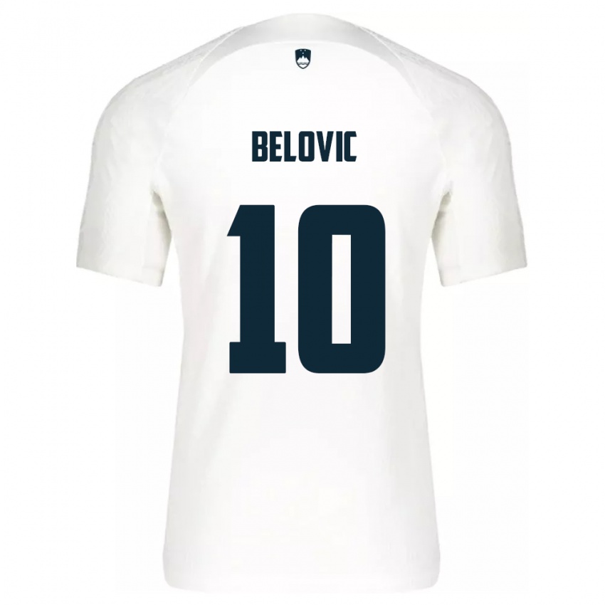 ילדים סלובניה Nik Belovic #10 לבן ג'רזי ביתית 24-26 חולצה קצרה