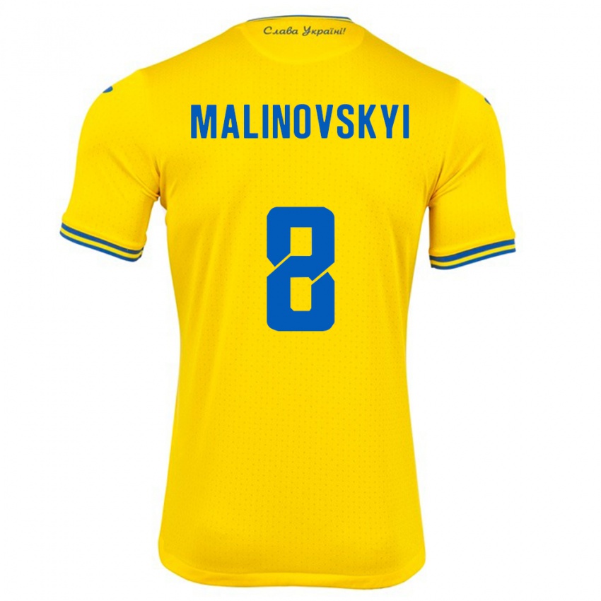 ילדים אוקראינה רוסלן מלינובסקי #8 צהוב ג'רזי ביתית 24-26 חולצה קצרה