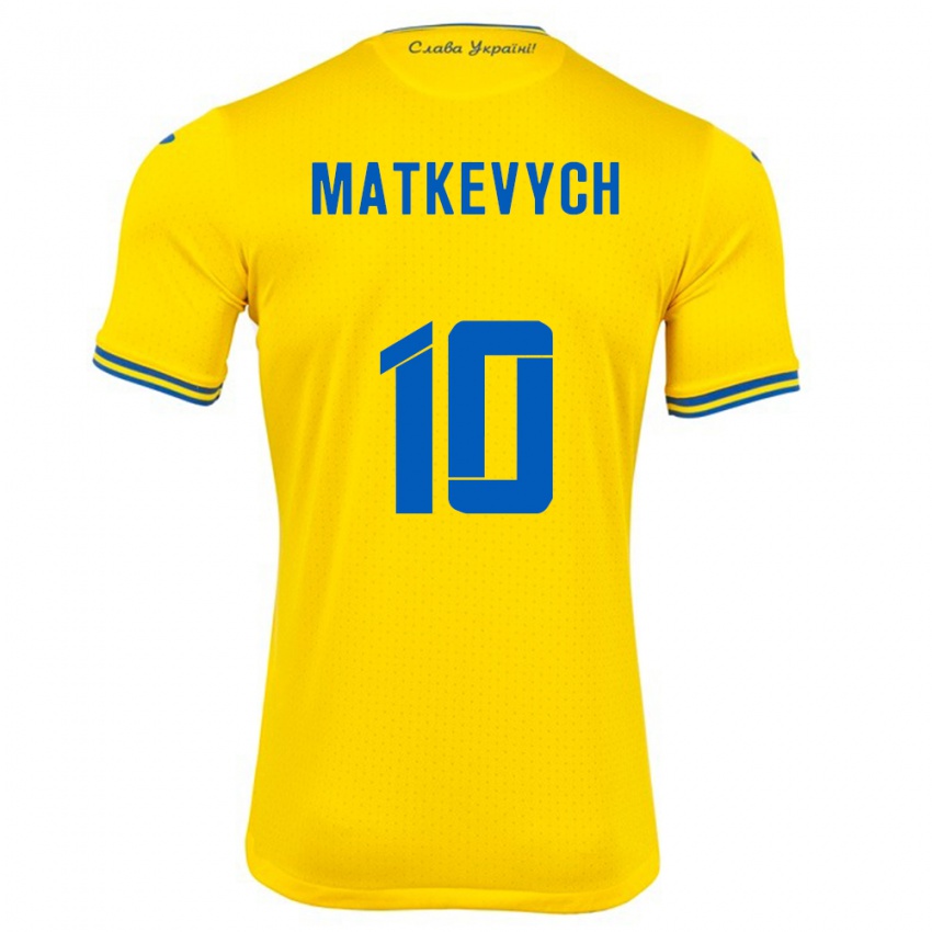 ילדים אוקראינה Andriy Matkevych #10 צהוב ג'רזי ביתית 24-26 חולצה קצרה