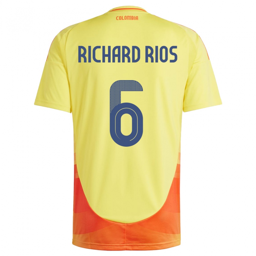 ילדים קולומביה ריצ'רד ריוס #6 צהוב ג'רזי ביתית 24-26 חולצה קצרה