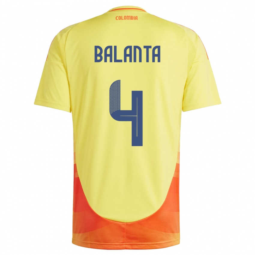 ילדים קולומביה Marlon Balanta #4 צהוב ג'רזי ביתית 24-26 חולצה קצרה