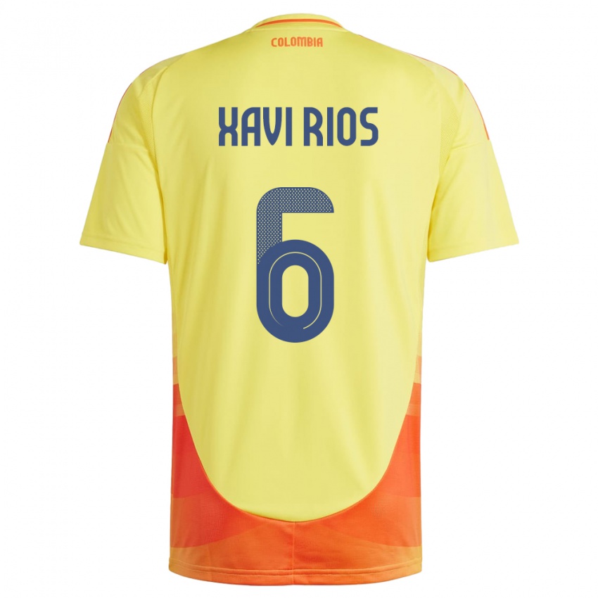 ילדים קולומביה Xavi Ríos #6 צהוב ג'רזי ביתית 24-26 חולצה קצרה