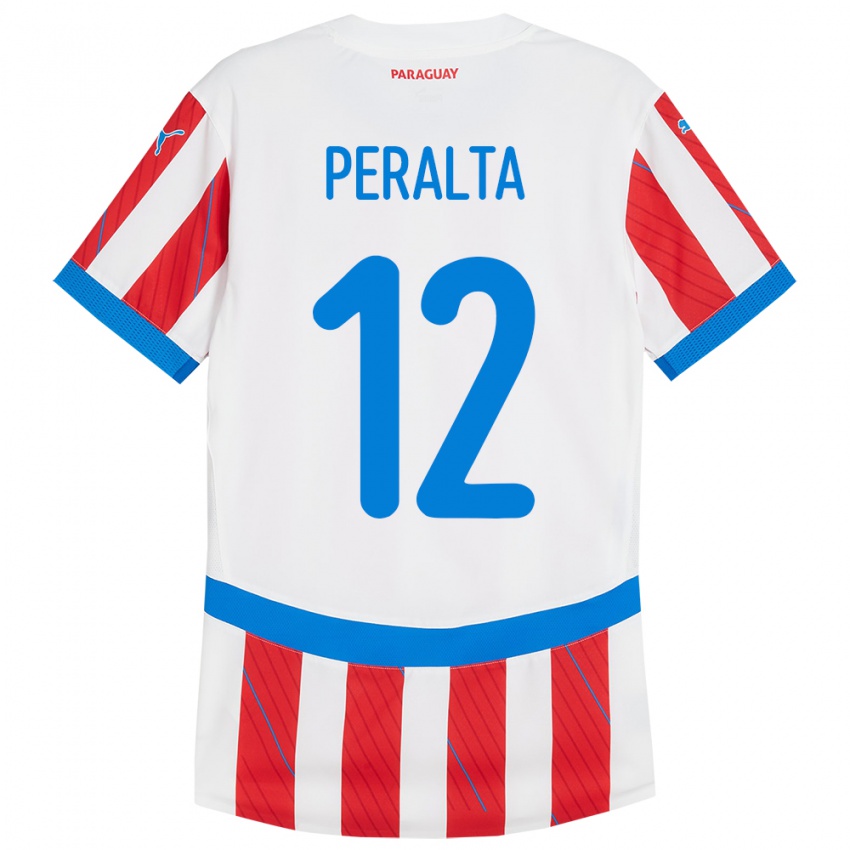 ילדים פרגוואי Jesús Peralta #12 לבן אדום ג'רזי ביתית 24-26 חולצה קצרה