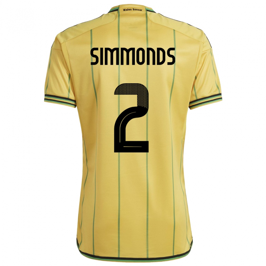 ילדים ג'מייקה Nicholas Simmonds #2 צהוב ג'רזי ביתית 24-26 חולצה קצרה