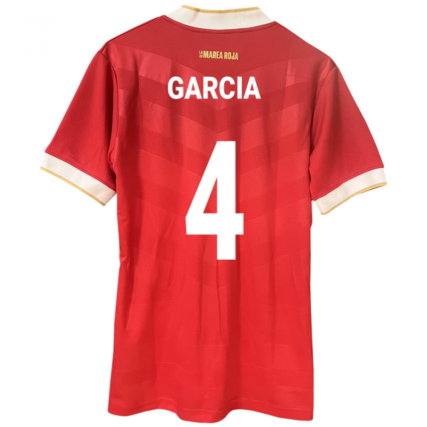 ילדים פנמה Giancarlos García #4 אָדוֹם ג'רזי ביתית 24-26 חולצה קצרה