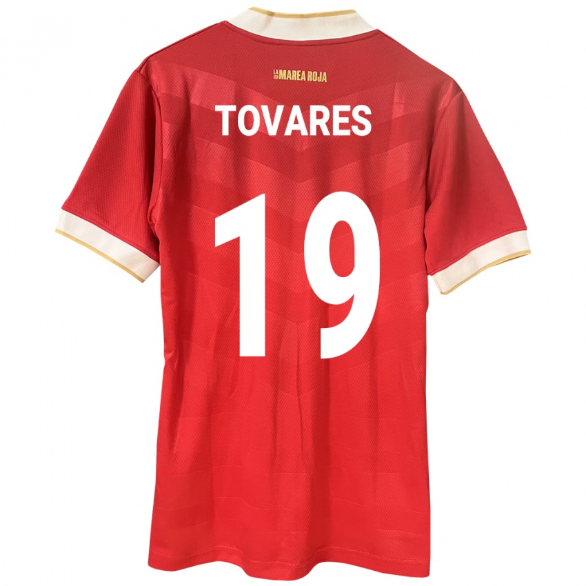 ילדים פנמה Kahir Tovares #19 אָדוֹם ג'רזי ביתית 24-26 חולצה קצרה