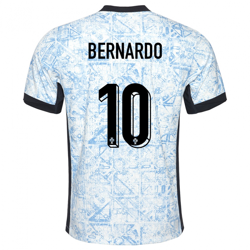 ילדים פורטוגל ברנרדו סילבה #10 כחול שמנת הרחק ג'רזי 24-26 חולצה קצרה
